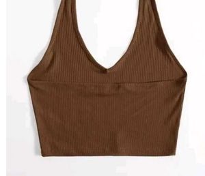 Brown Halter Crop Top