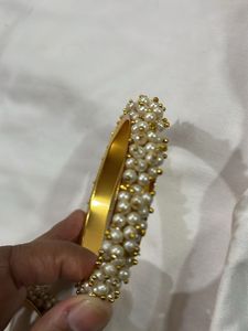 Pearl Beaded Gold Bangle Set