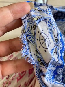 Blue Patterned Sleeveless Dress