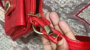 Red Crossbody Bag with Jewel Detail