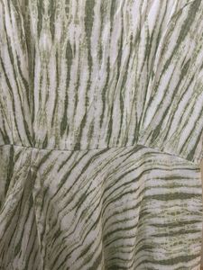 Green &amp; White A-Line Dress With Front Slit