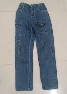 Blue Denim Cargo Jeans