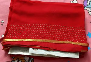 Designer Red Saree