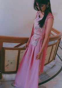 💗Elegant Pink Kurta Set &amp; Shrug🌷
