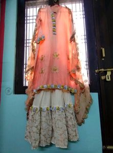 Peach Kurta Set With Garara