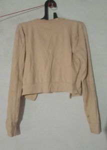 Beige Cropped Cardigan