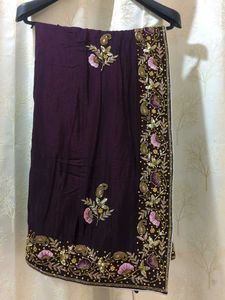Purple Handwork Saree