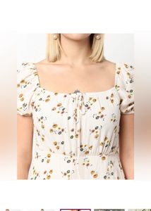 ONLYFloral Print A-line Dress with Tie-Up