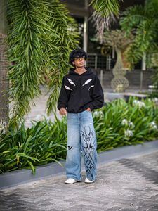 Statement Denim & Graphic Hoodie All size Availabl