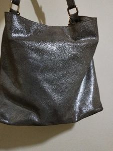 Metallic Silver Chain Strap Hobo Bag