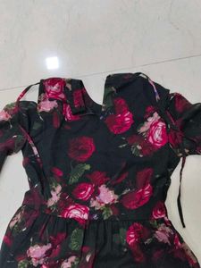 Floral Print Cold Shoulder Dress