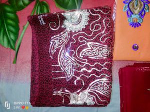 Beautiful Trendy Purple, Orange &amp; 2 Magenta Saree