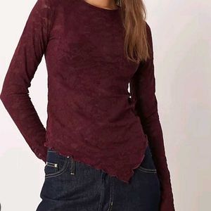 Burgundy Lace Top