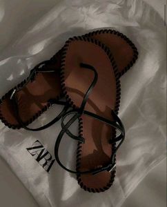 Zara Leather Lace-Up Sandals