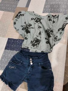 Combo Of Shorts+Kaftan Top+Cap