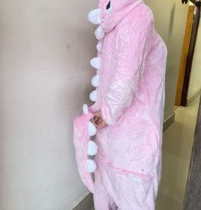 Pink dinosaur-themed onesie (for Adult)