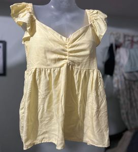 Butter Yellow Flutter Sleeve Top