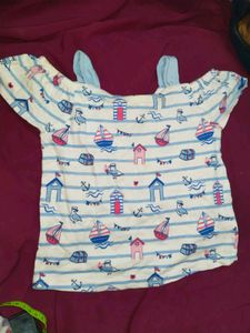 Baby Top With Birds And House Print