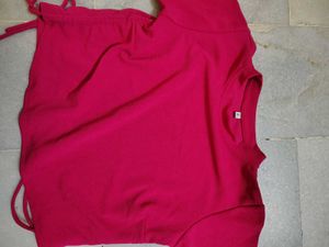 Pink Cropped Tie Tee