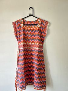 Peach and Pink Patterned Kurta