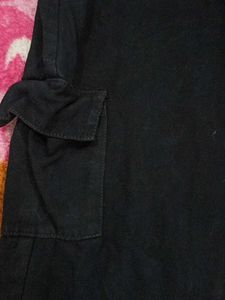 Unisex Black 6-Pockets denim baggy cargos