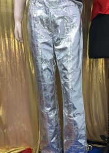 Metallic Silver Pants