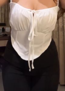 White Corset Top With Drawstring Details