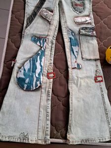 Jeans Brown Tone Patchwork Old Fashioned