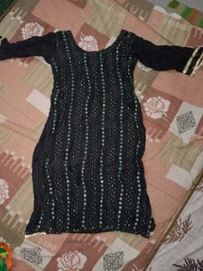 Black Net Kurta With Astal