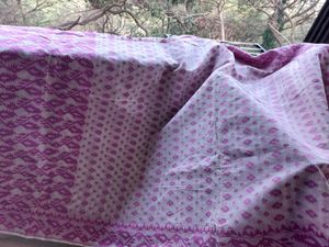 Mauve on White Jamdani Saree