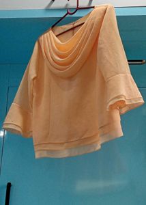 Elegant Peach Cowl Neck Top