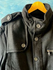 Stylish Black Wool Blend Coat (M)