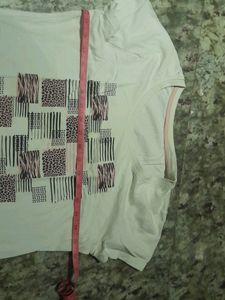 MAX Graphic Printed White T-shirt, Size - S