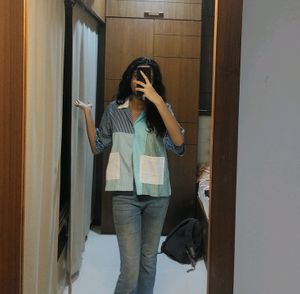 Blue Patchwork Shirt