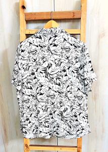 White Printed Cotton Shirt Size-42