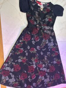 Floral Print Black Dress