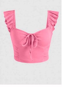 Pink Ruffle Crop Top