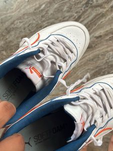 Puma White Blue Orange Casual Sneakers