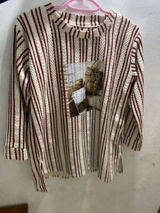 Striped Coffee Graphic Long Sleeve And Skirt