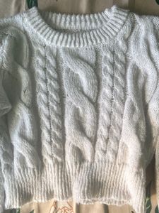 Cozy White Cable Knit Sweater