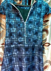 Trendy &amp; Soft Blue Plaid Dress | Back Zip | Elegan