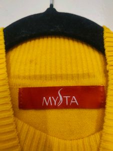 Yellow Knit Turtleneck Sweater