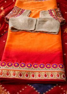 Elegant Orange & Red Saree