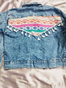 Denim Jacket with Tribal Pocket