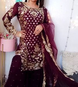 Elegant Maroon Embroidered Kurta Set