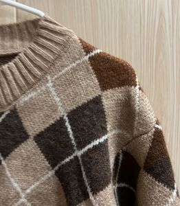 Korean Argyle Knit Cardigan