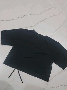 Floral Applique Black T-shirt