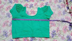 Elegant Green Floral Saree with stitched blouse