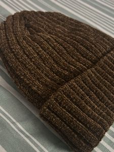 Brown Knit Beanie Hat