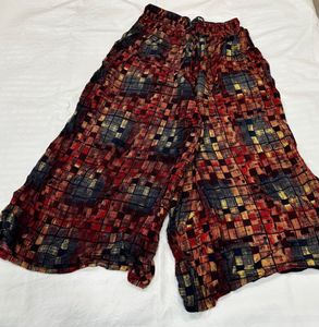 Red Kurti with Printed Palazzo Set